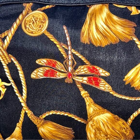 VTG Christian Dior Black Gold Monogram Logo Tassel Dragonfly Makeup Bag Case - Picture 6 of 15